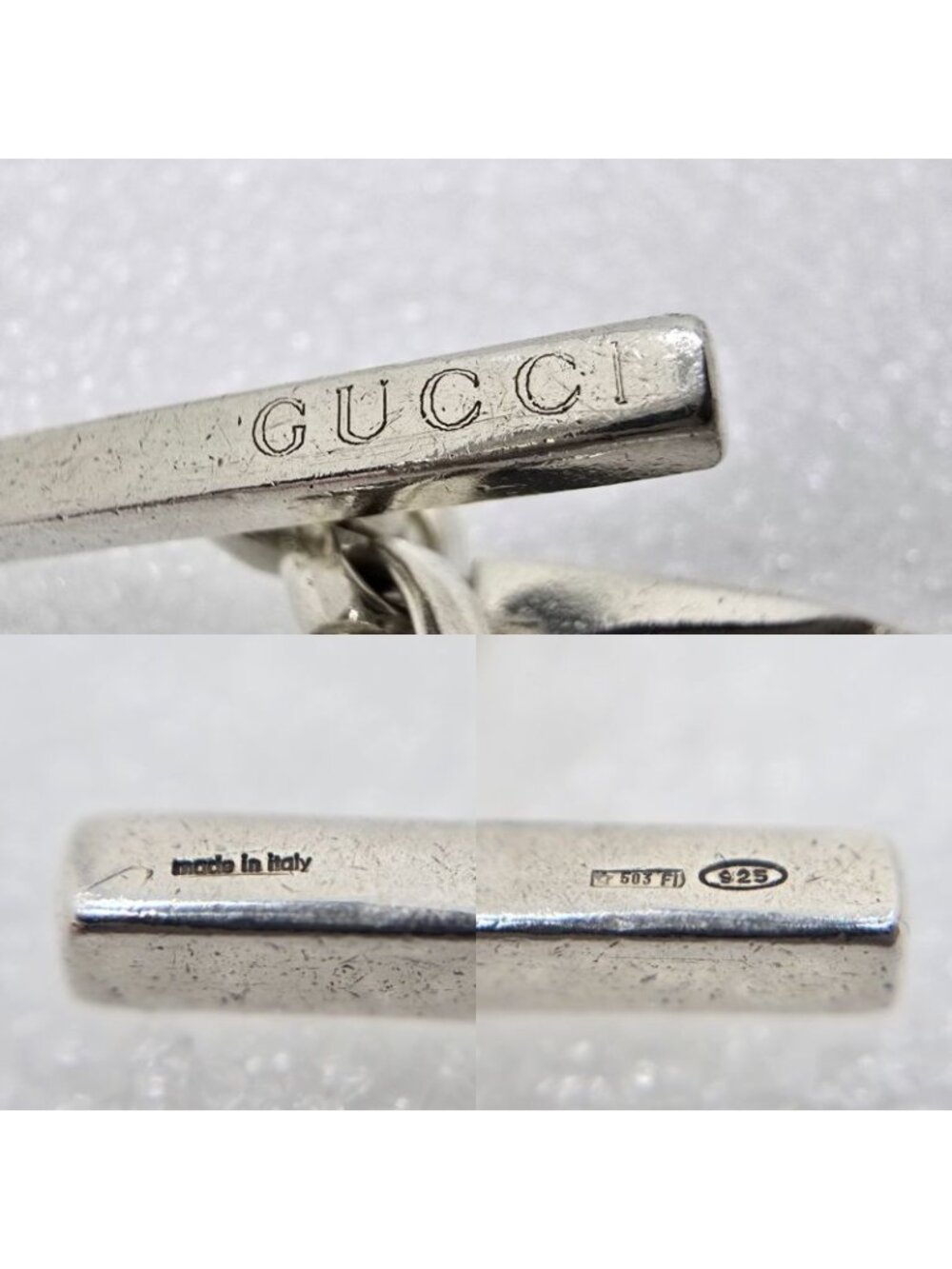 Gucci Figaro Chain Bracelet 16 cm Star Ring Silver Toggle Closure Logo 19.8 cm - Picture 9 of 10